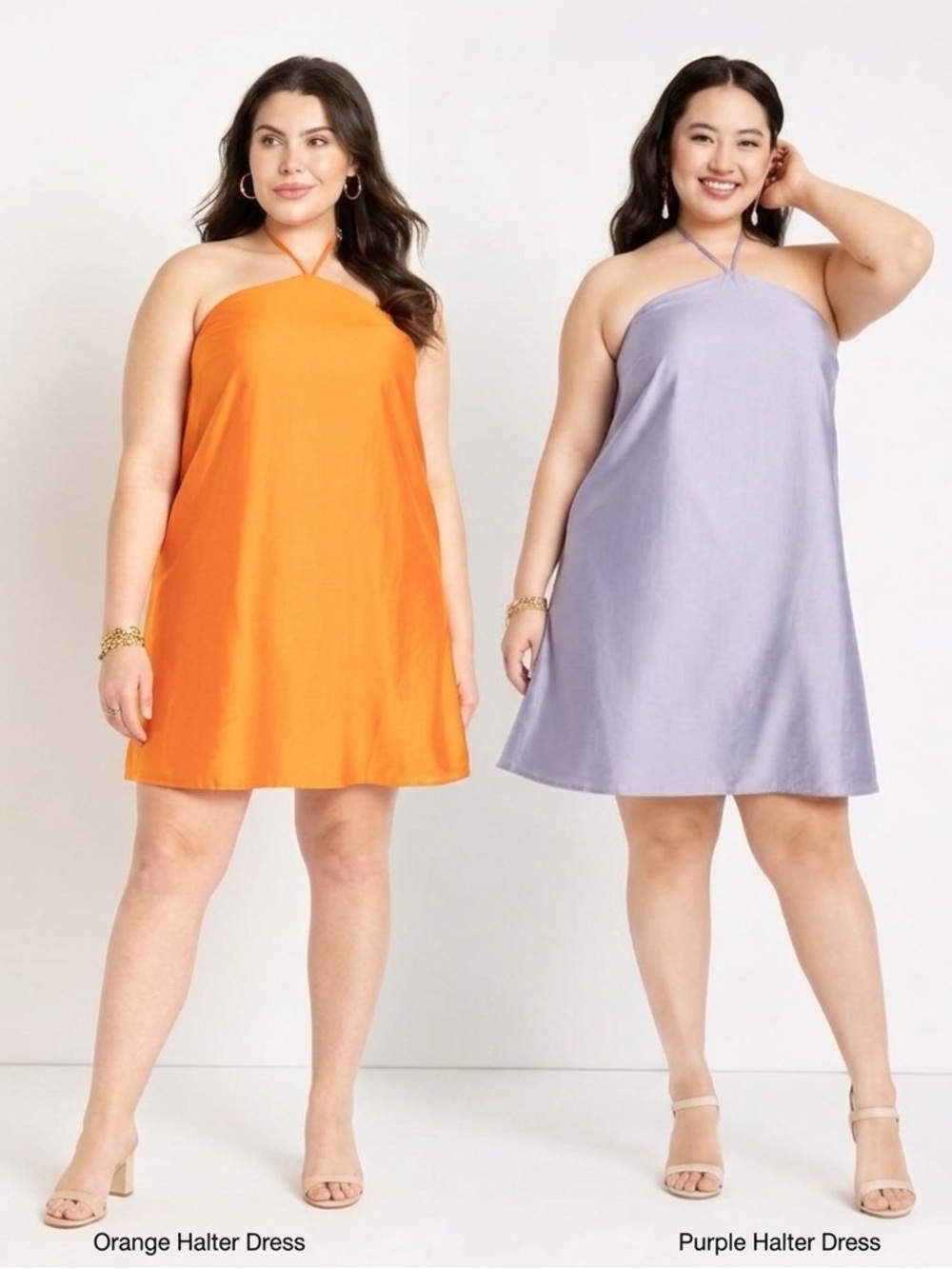Eloquii Set of 2 Halter Mini Dresses Size 24 - NWT Orange + Lavender Dress